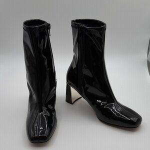 NEW - ALDO PATENT LEATHER SHINY BLACK ANKLE BOOTIES 6.5